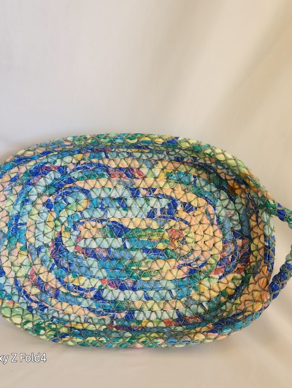 Handwoven Oval Home Art Tray - Blue & Pastel - Picture 2 of 6